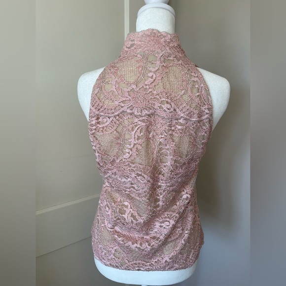 VTG Pink nude Lace vneck Sleeveless Top womens L coquette girl, y2k, 90s, GIRLY - Picture 5 of 7